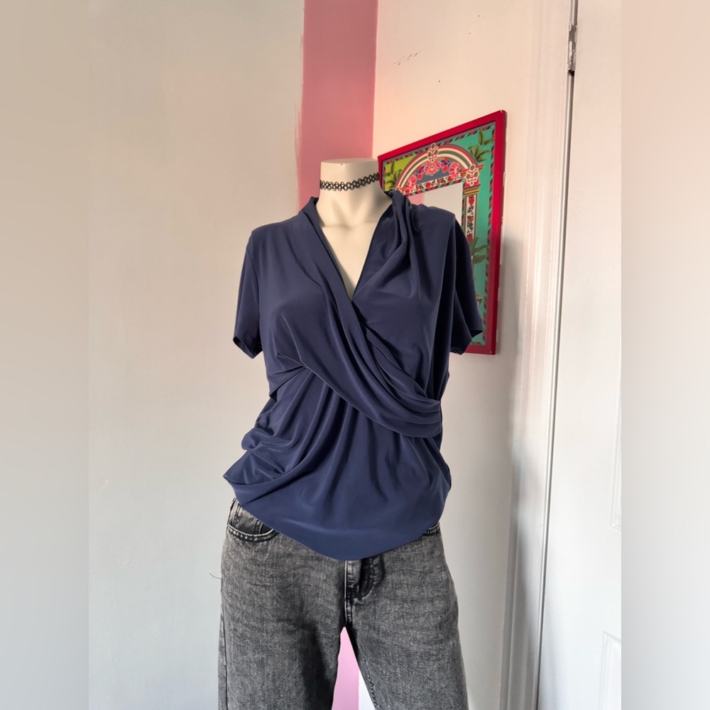 Elegant Blue Drape Top